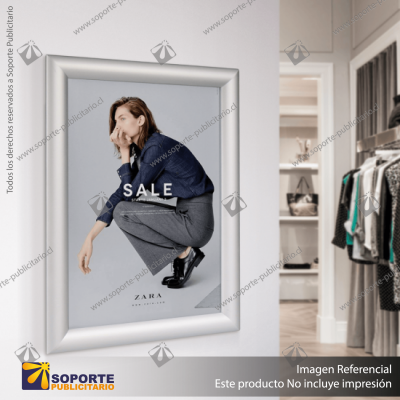 PORTA GRAFICA MARCO CLIP ALUMINIO CON PEDESTAL AJUSTABLE FORMATO A4 (21*29.7 CMS) (C10)